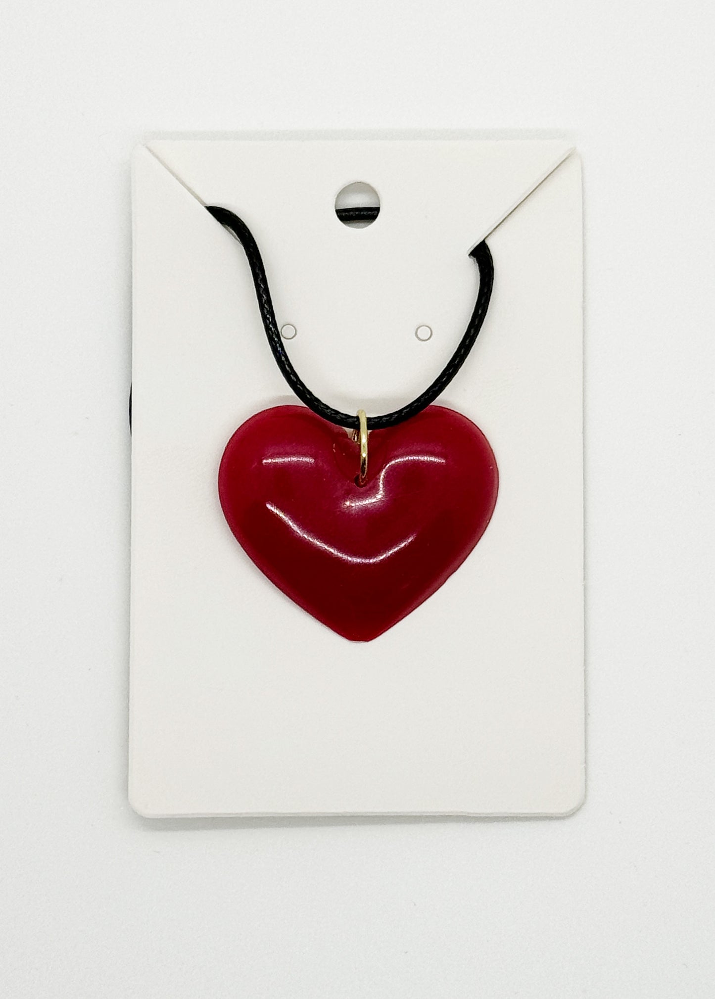 Radiant Resin Single Heart Necklace Red - Town and Country Creations
