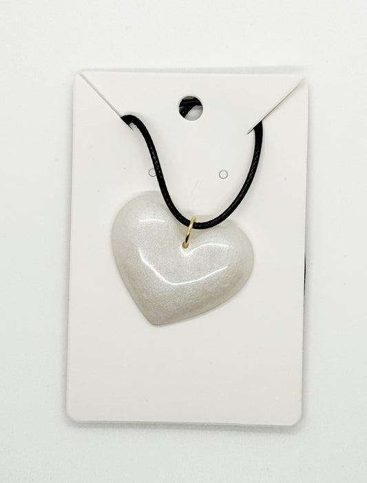 Radiant Resin Single Heart Necklace White