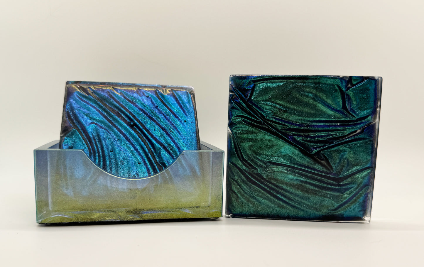 Four Resin Coasters with Holder - Town and Country Creations