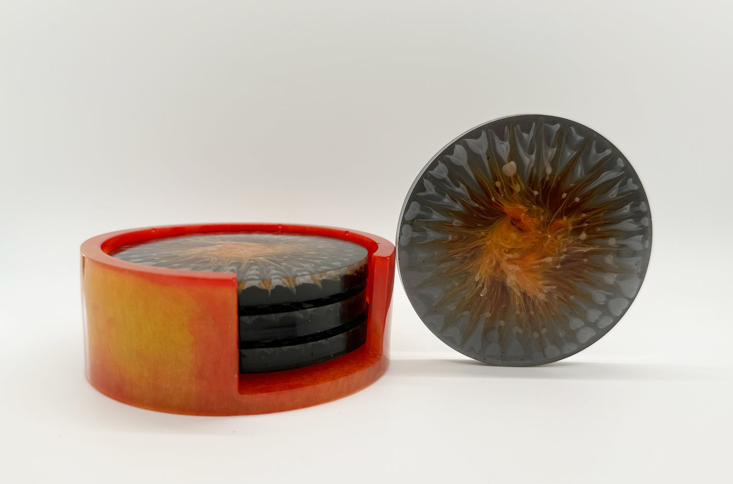 Four Resin Coasters with Holder - Town and Country Creations