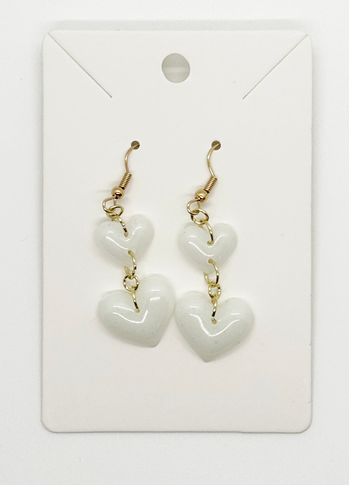 Radiant Resin Double heart, Glow in the Dark Earrings - Town and Country Creations