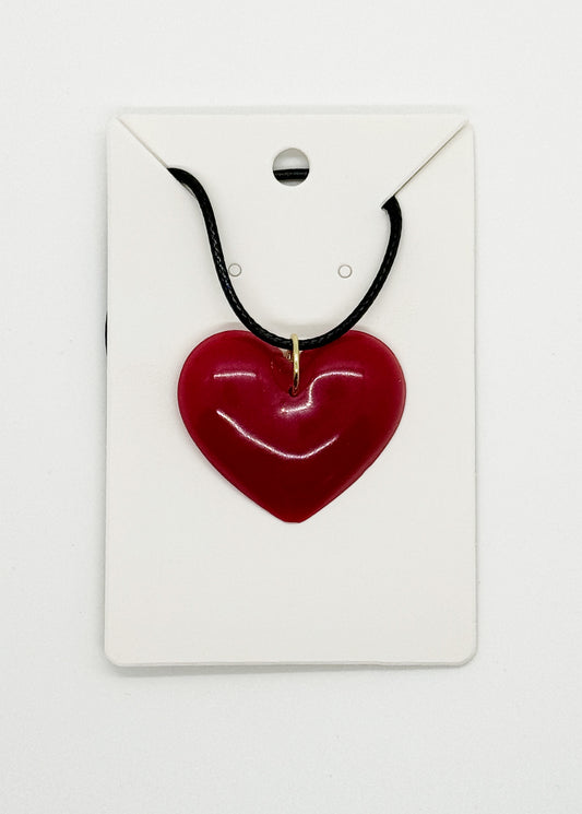 Radiant Resin Single Heart Necklace Red - Town and Country Creations