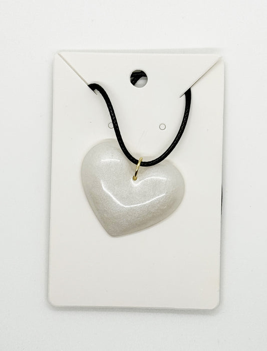 Radiant Resin Single Heart Necklace White - Town and Country Creations